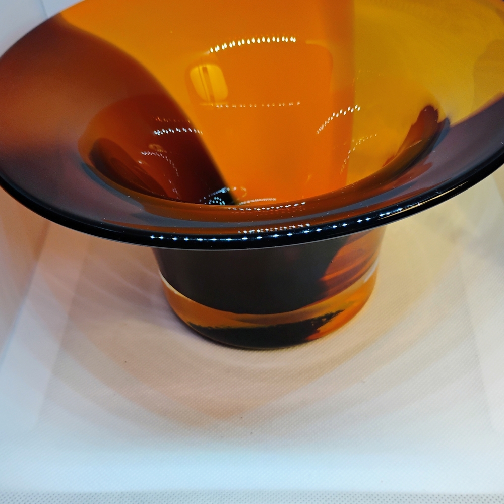 Elegant Orange and Black Glass Bowl